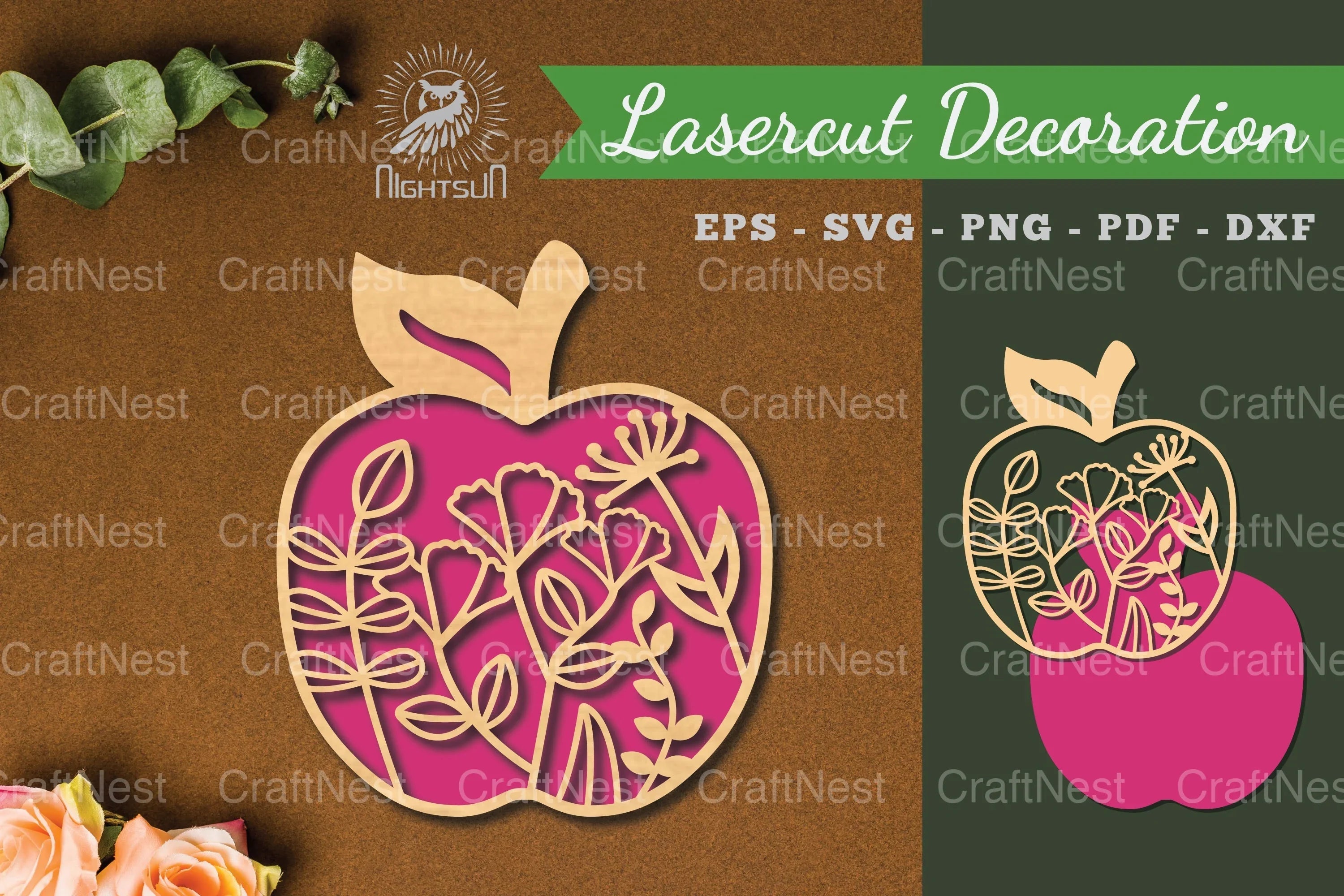 Floral Apple Laser Cut Decoration Clipart Bundle - CraftNest - Digital Crafting and Art
