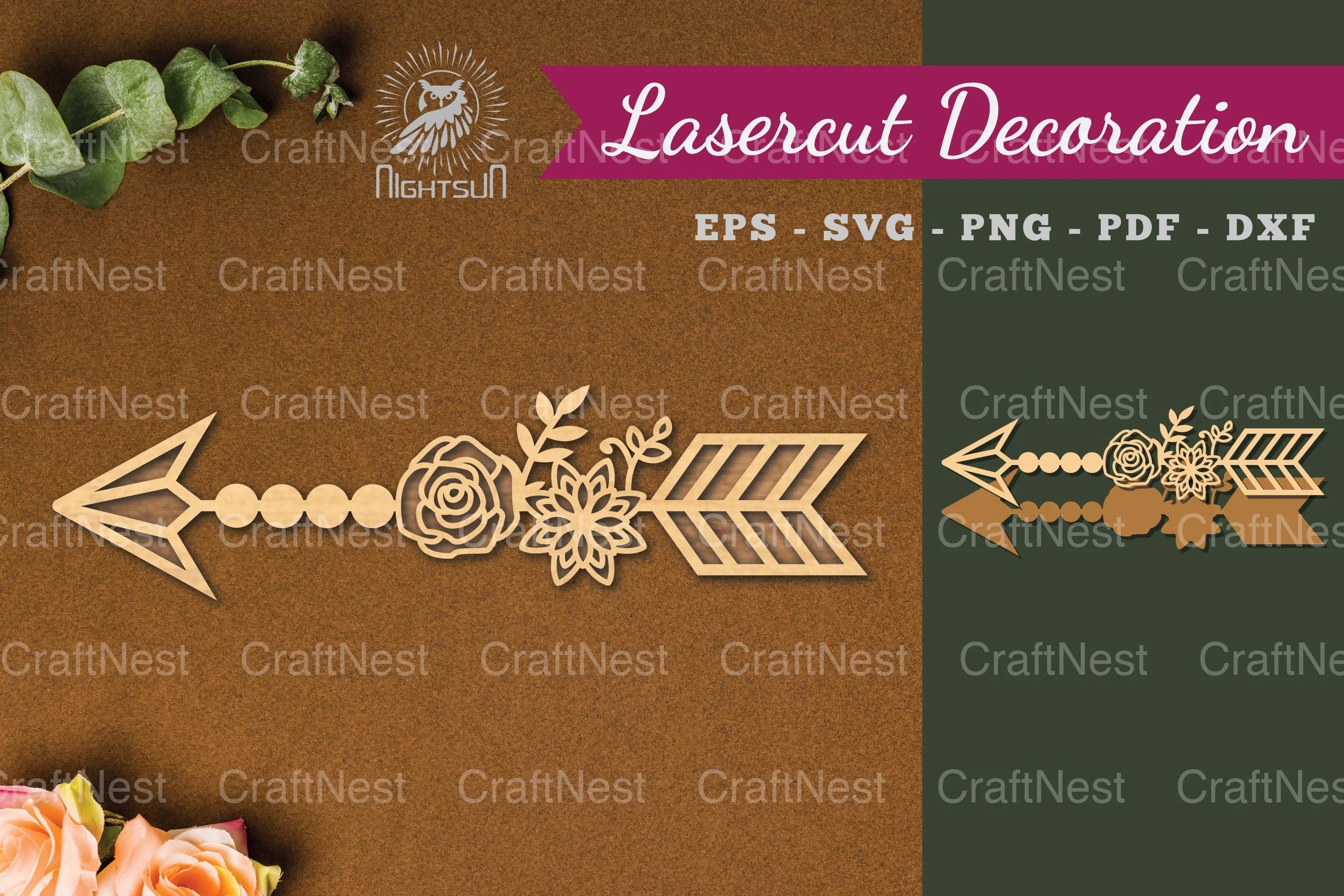 Floral Arrow Laser Cut Decoration Clipart Bundle - CraftNest - Digital Crafting and Art