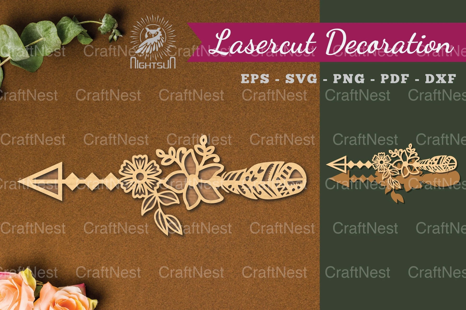 Floral Arrow Laser Cut Decoration Bundle - CraftNest - Digital Crafting and Art