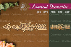 Floral Arrow Laser Cut Decoration Clipart Bundle - CraftNest - Digital Crafting and Art