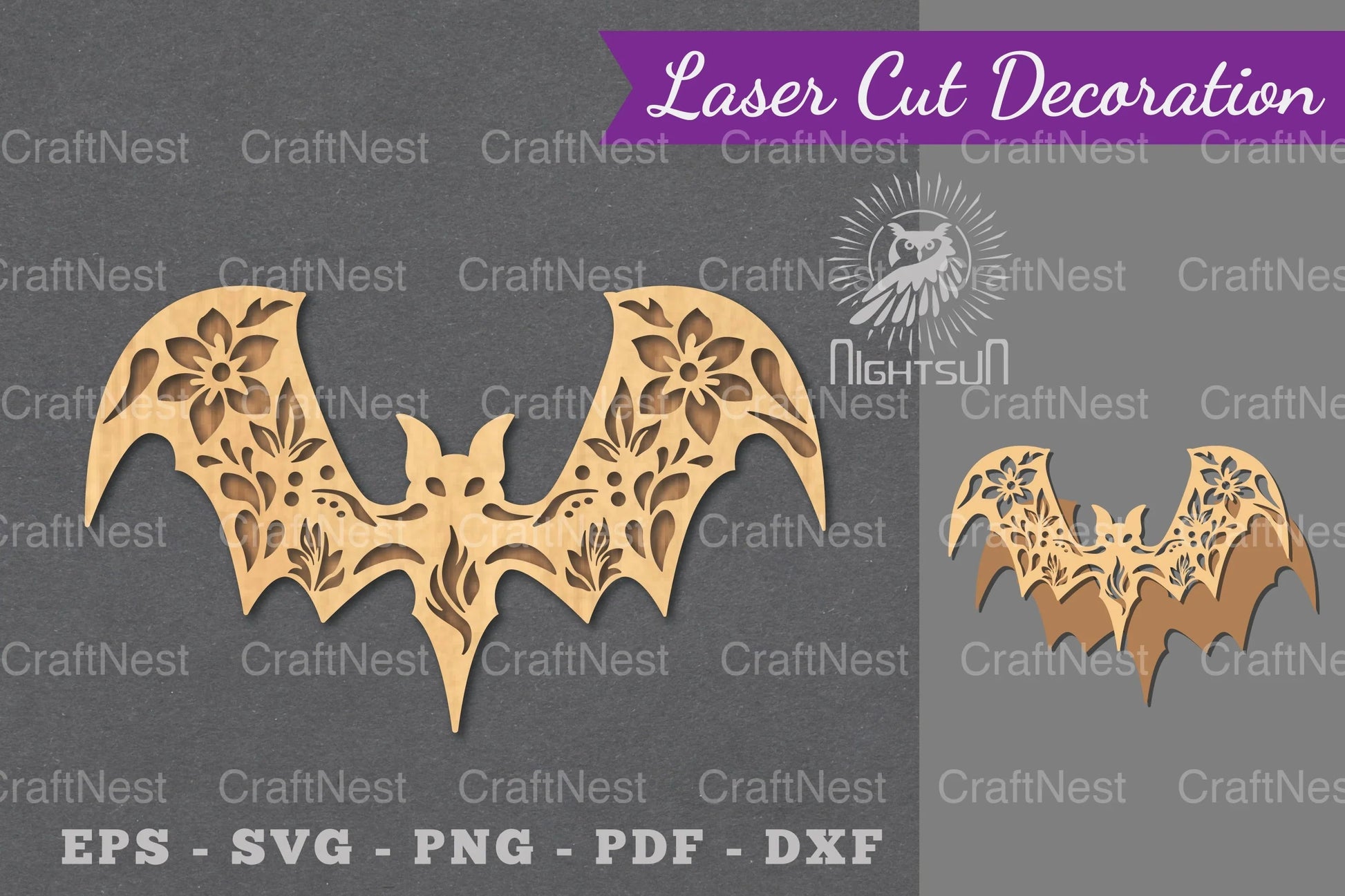Floral Bat Laser Cut Decoration Clipart Bundle - CraftNest - Digital Crafting and Art