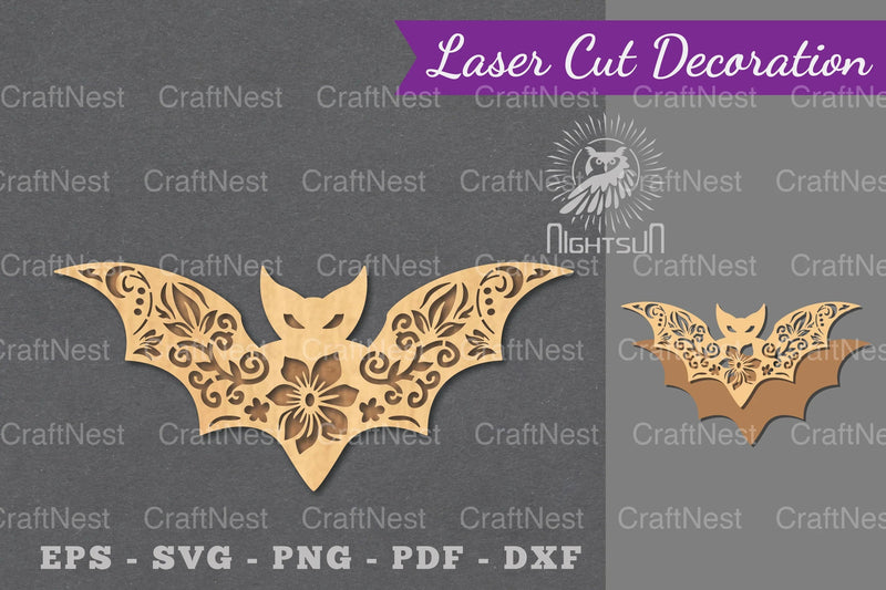 Floral Bat Laser Cut Decoration Clipart Bundle - CraftNest - Digital Crafting and Art