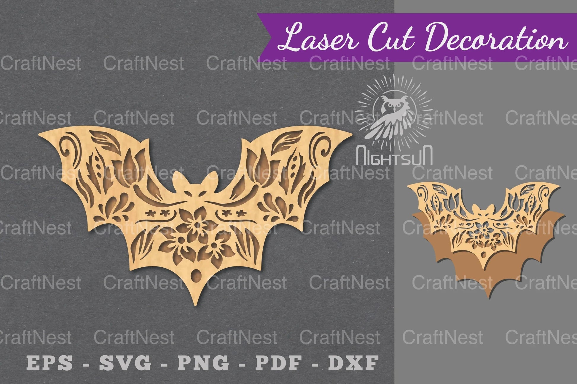 Floral Bat Laser Cut Decoration Clipart Bundle - CraftNest - Digital Crafting and Art