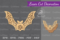 Floral Bat Laser Cut Decoration Clipart Bundle - CraftNest - Digital Crafting and Art
