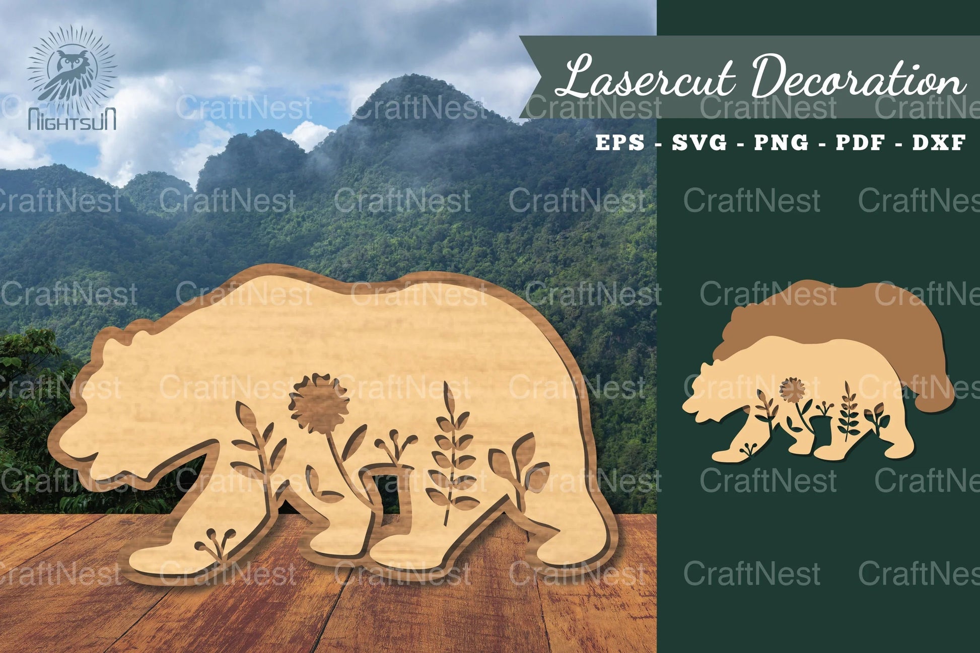 Floral Bear Laser Cut Decoration Clipart Bundle - CraftNest - Digital Crafting and Art