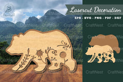 Floral Bear Laser Cut Decoration Clipart Bundle - CraftNest - Digital Crafting and Art