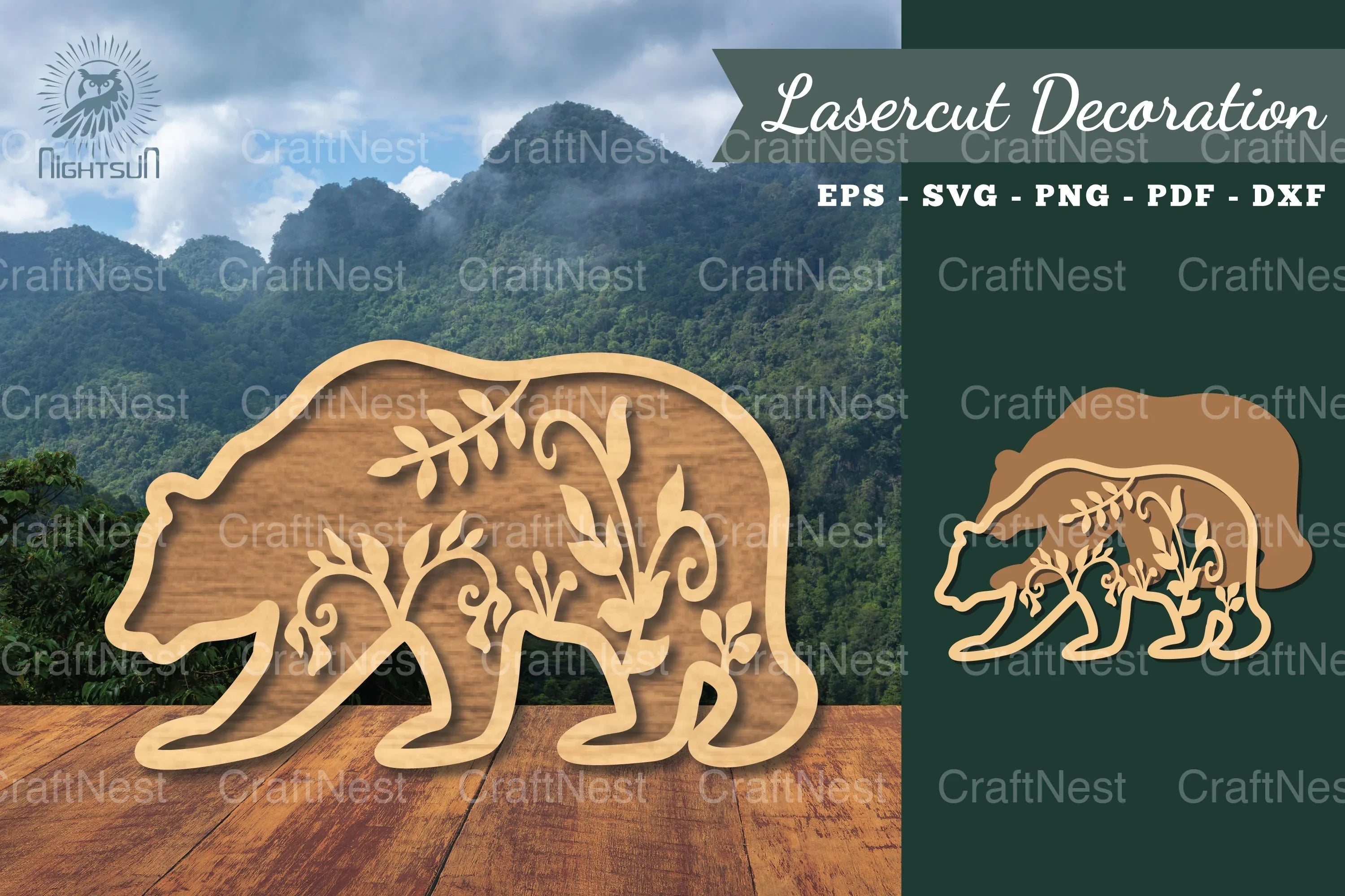 Floral Bear Laser Cut Decoration Clipart Bundle - CraftNest - Digital Crafting and Art
