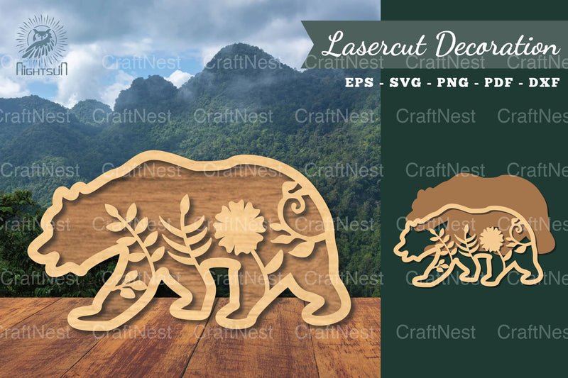 Floral Bear Laser Cut Decoration Clipart Bundle - CraftNest - Digital Crafting and Art