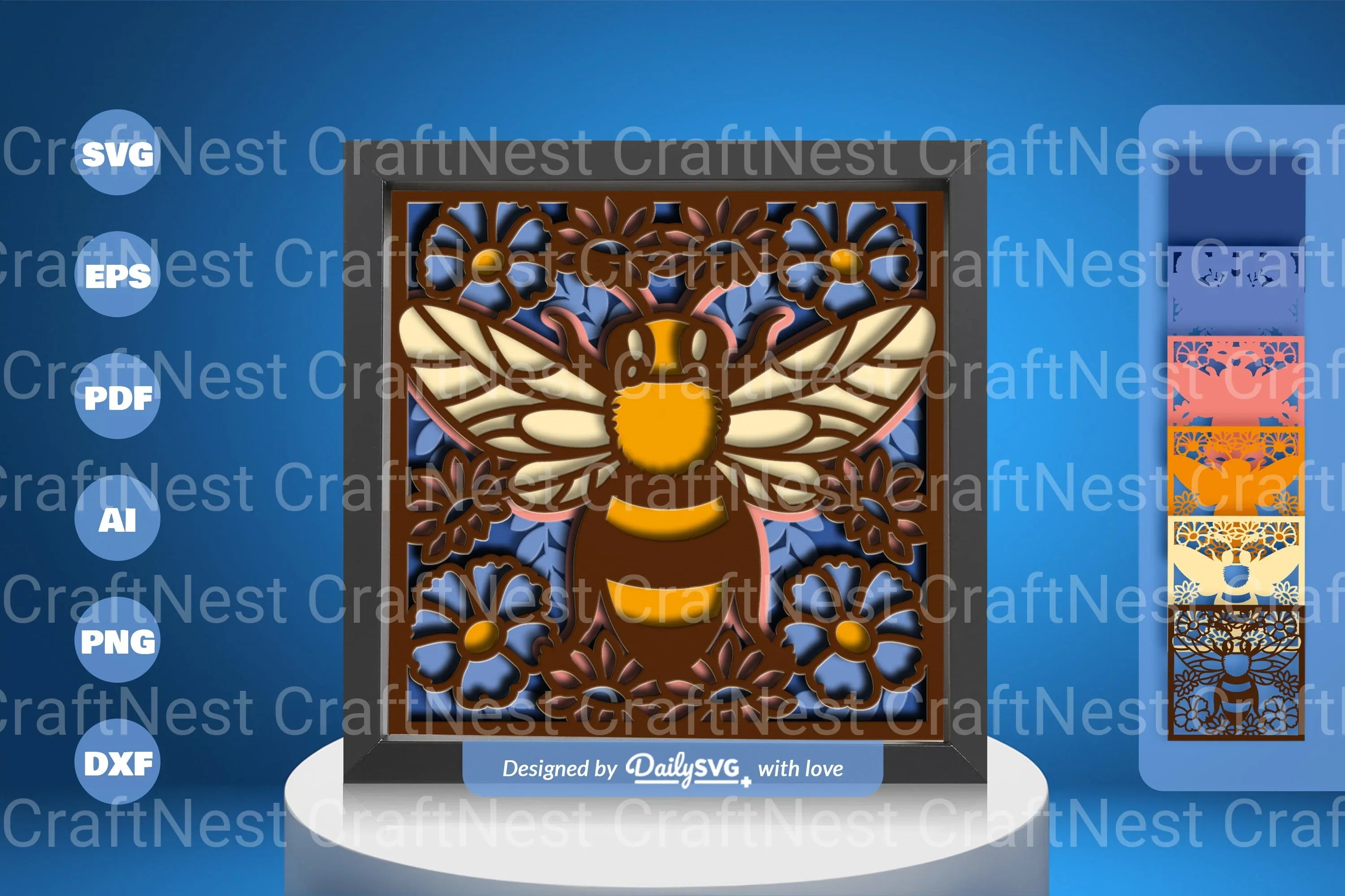 Floral Bee Papercut SVG Bundle