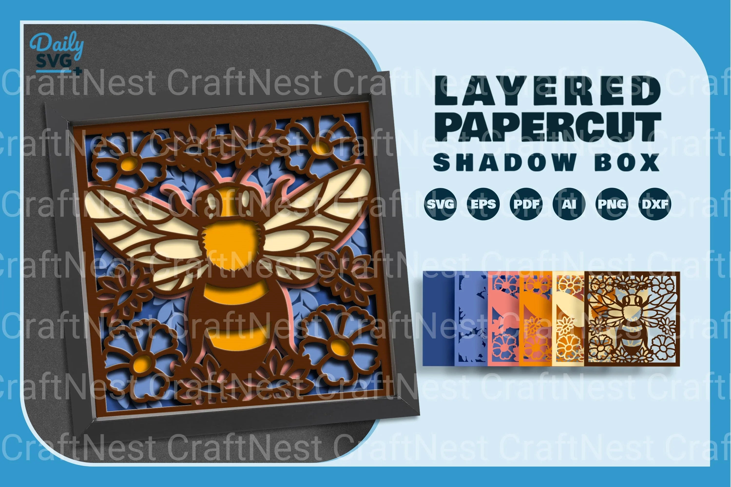 Floral Bee Papercut SVG Bundle