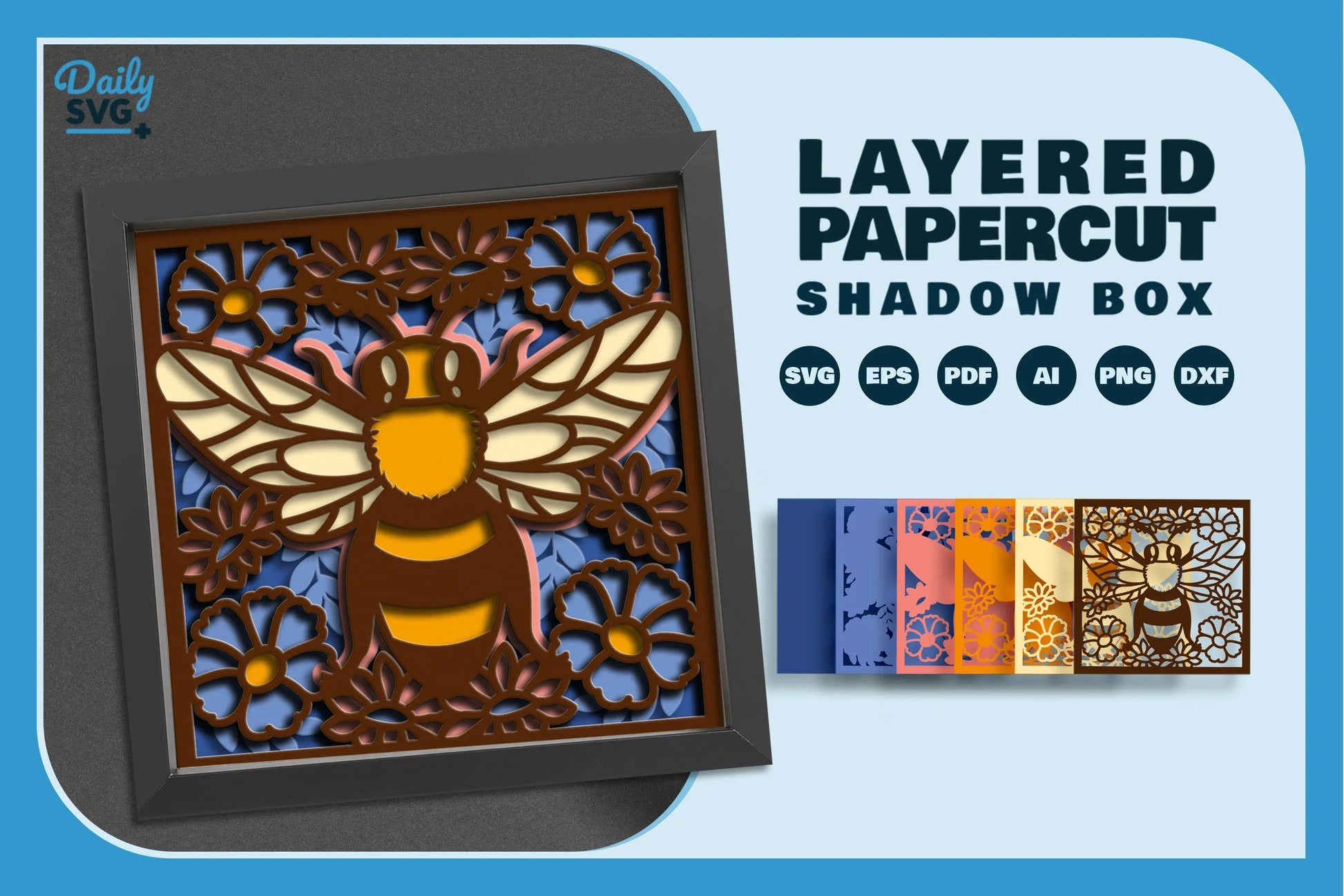 Floral Bee Papercut SVG Bundle - CraftNest - Digital Crafting and Art