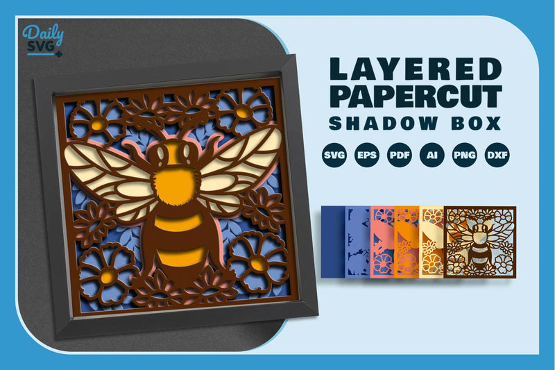 Floral Bee Papercut SVG Bundle - CraftNest - Digital Crafting and Art