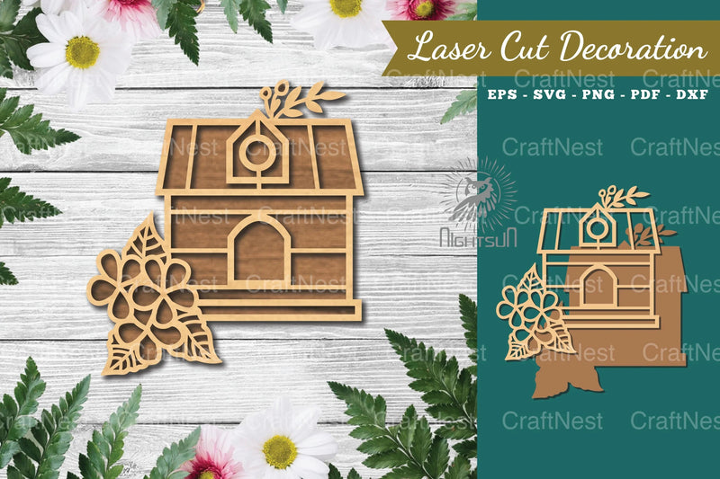 Floral Birdhouse Laser Cut Decoration Clipart Bundle - CraftNest - Digital Crafting and Art