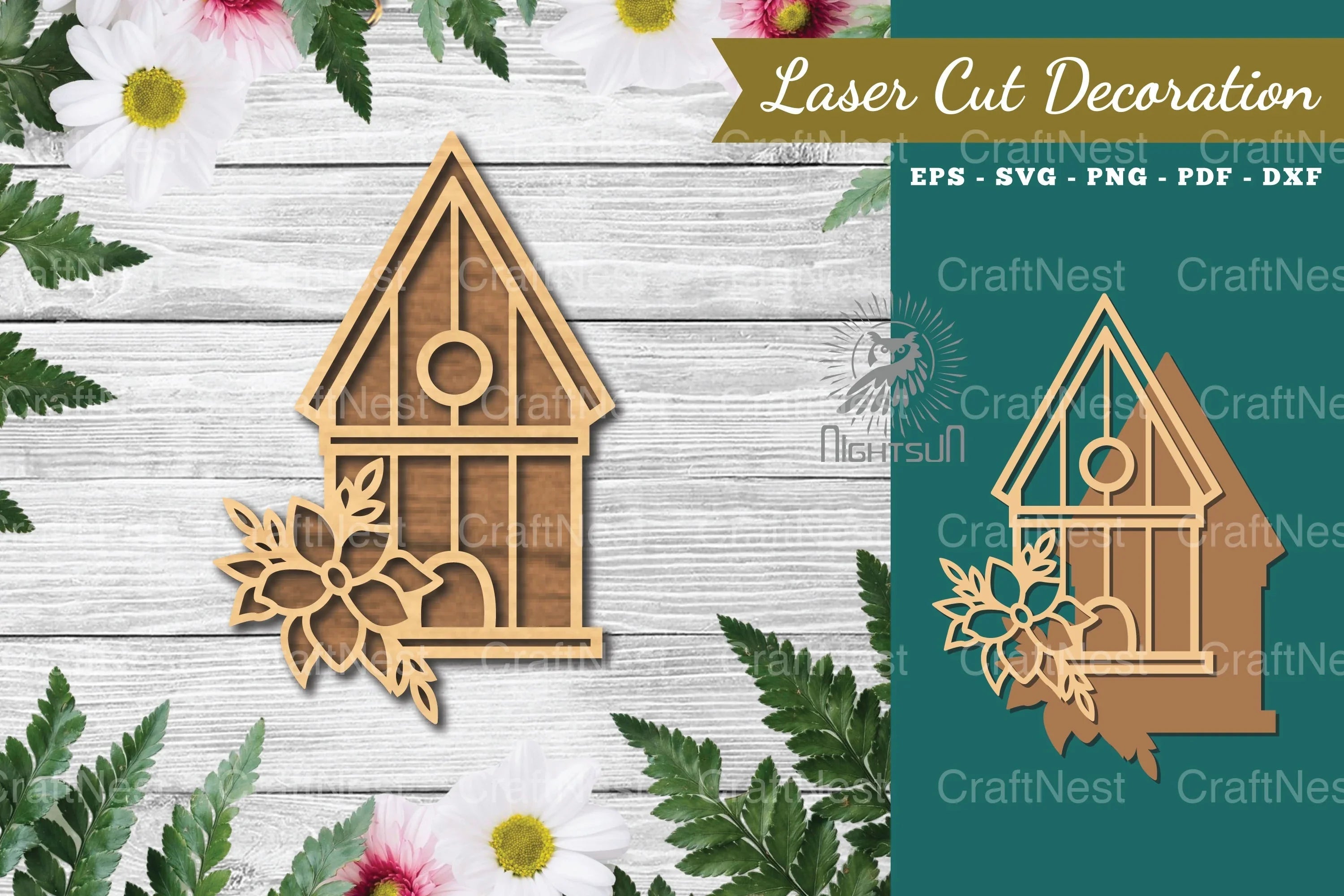 Floral Birdhouse Laser Cut Decoration Clipart Bundle - CraftNest - Digital Crafting and Art