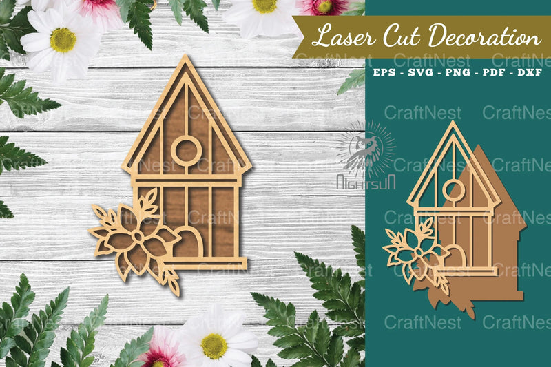 Floral Birdhouse Laser Cut Decoration Clipart Bundle - CraftNest - Digital Crafting and Art