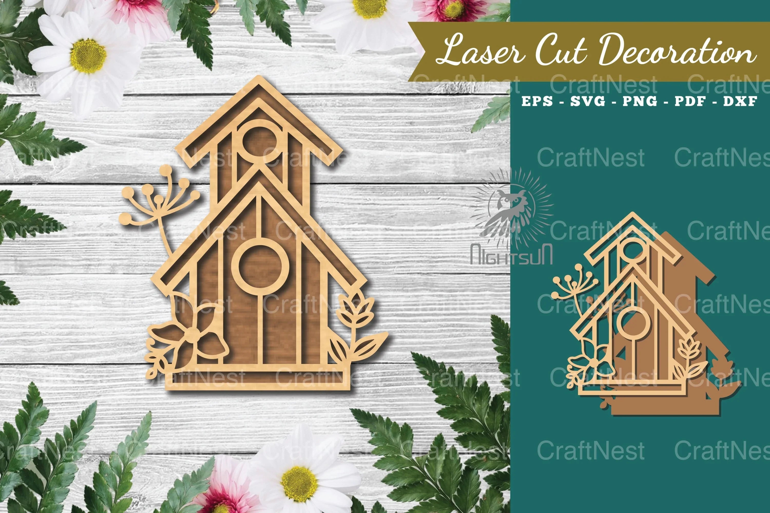 Floral Birdhouse Laser Cut Decoration Bundle - CraftNest - Digital Crafting and Art