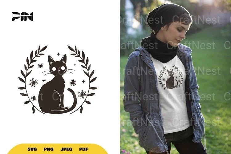 Floral Black Cat Halloween SVG Bundle - CraftNest - Digital Crafting and Art