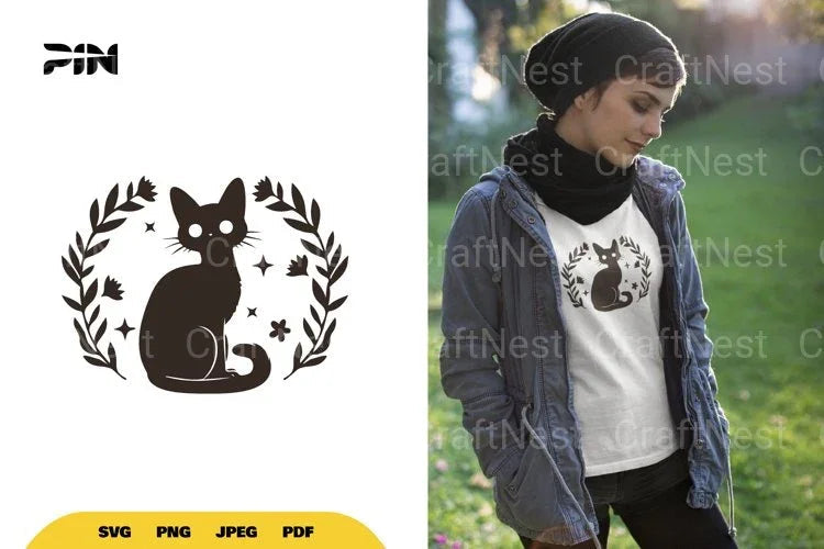 Floral Black Cat Halloween SVG Bundle - CraftNest - Digital Crafting and Art