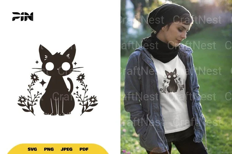 Floral Black Cat Halloween SVG Bundle - CraftNest - Digital Crafting and Art