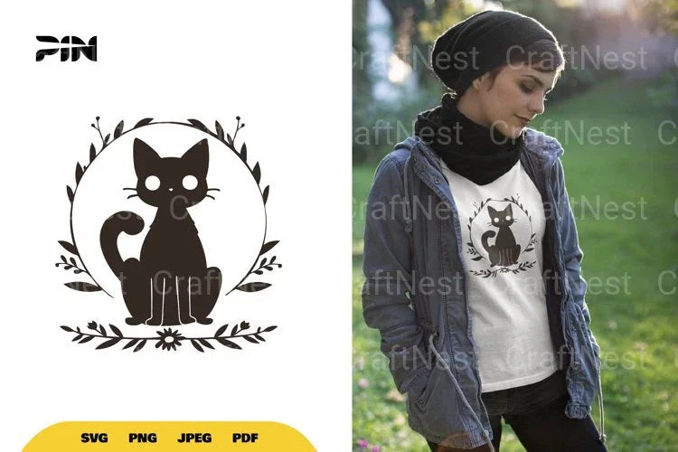 Floral Black Cat Halloween SVG Bundle - CraftNest - Digital Crafting and Art
