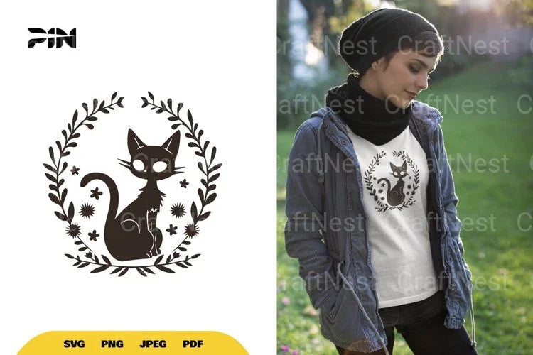 Floral Black Cat Halloween SVG Bundle - CraftNest - Digital Crafting and Art