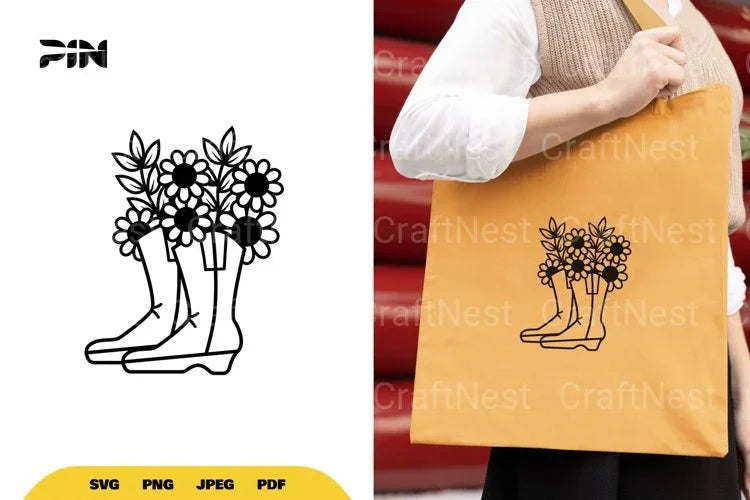 Floral Boot Cut SVG Bundle - CraftNest - Digital Crafting and Art