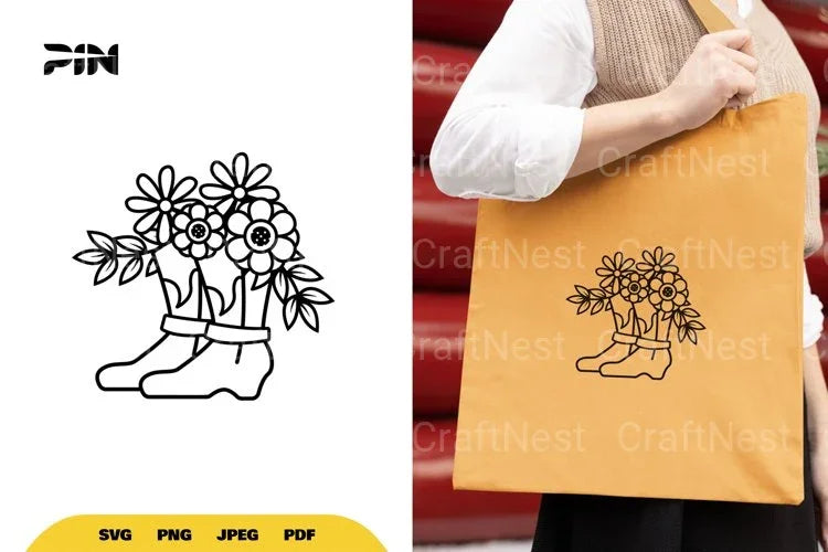 Floral Boot Cut SVG Bundle - CraftNest - Digital Crafting and Art
