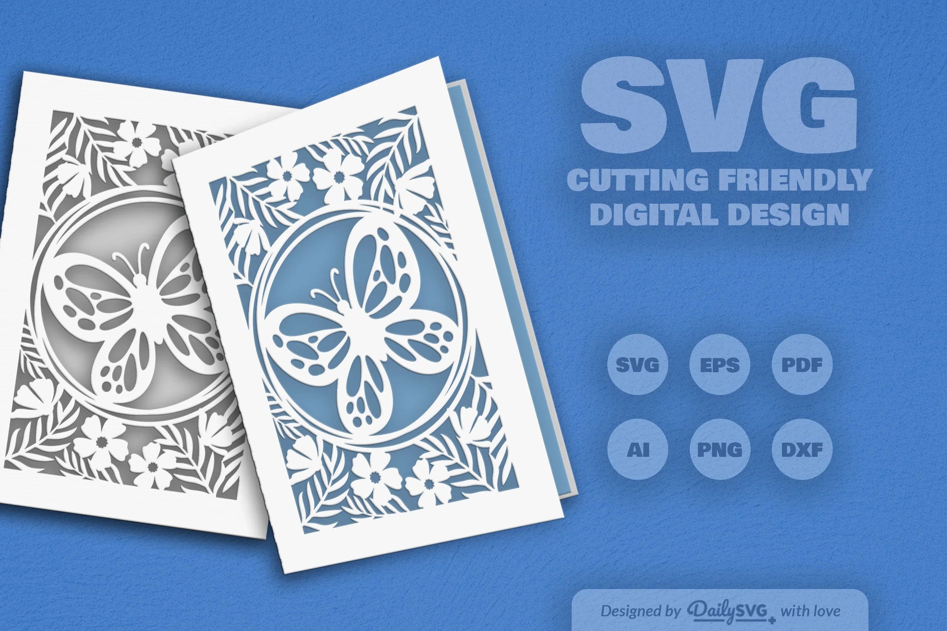 Floral Butterfly Greeting Card Clipart SVG Bundle - CraftNest - Digital Crafting and Art