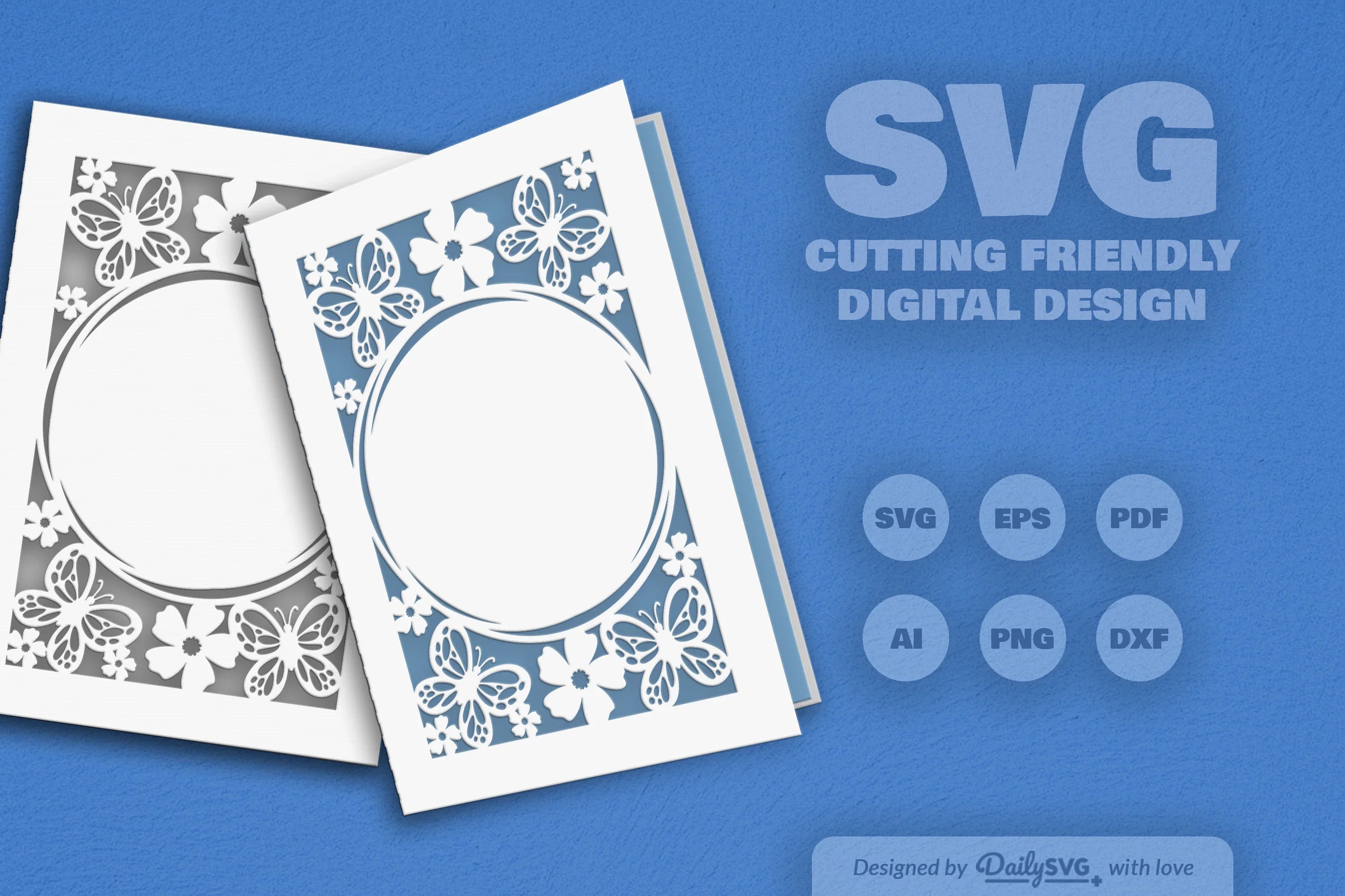 Floral Butterfly Greeting Card Clipart SVG Bundle - CraftNest - Digital Crafting and Art