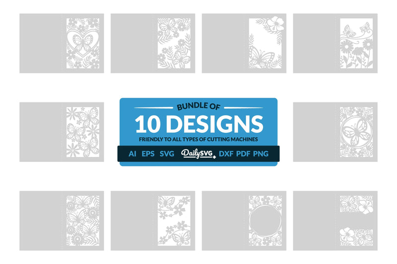 Floral Butterfly Greeting Card Clipart SVG Bundle - CraftNest - Digital Crafting and Art