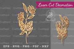Floral Butterfly Laser Cut Decoration Clipart Bundle - CraftNest - Digital Crafting and Art