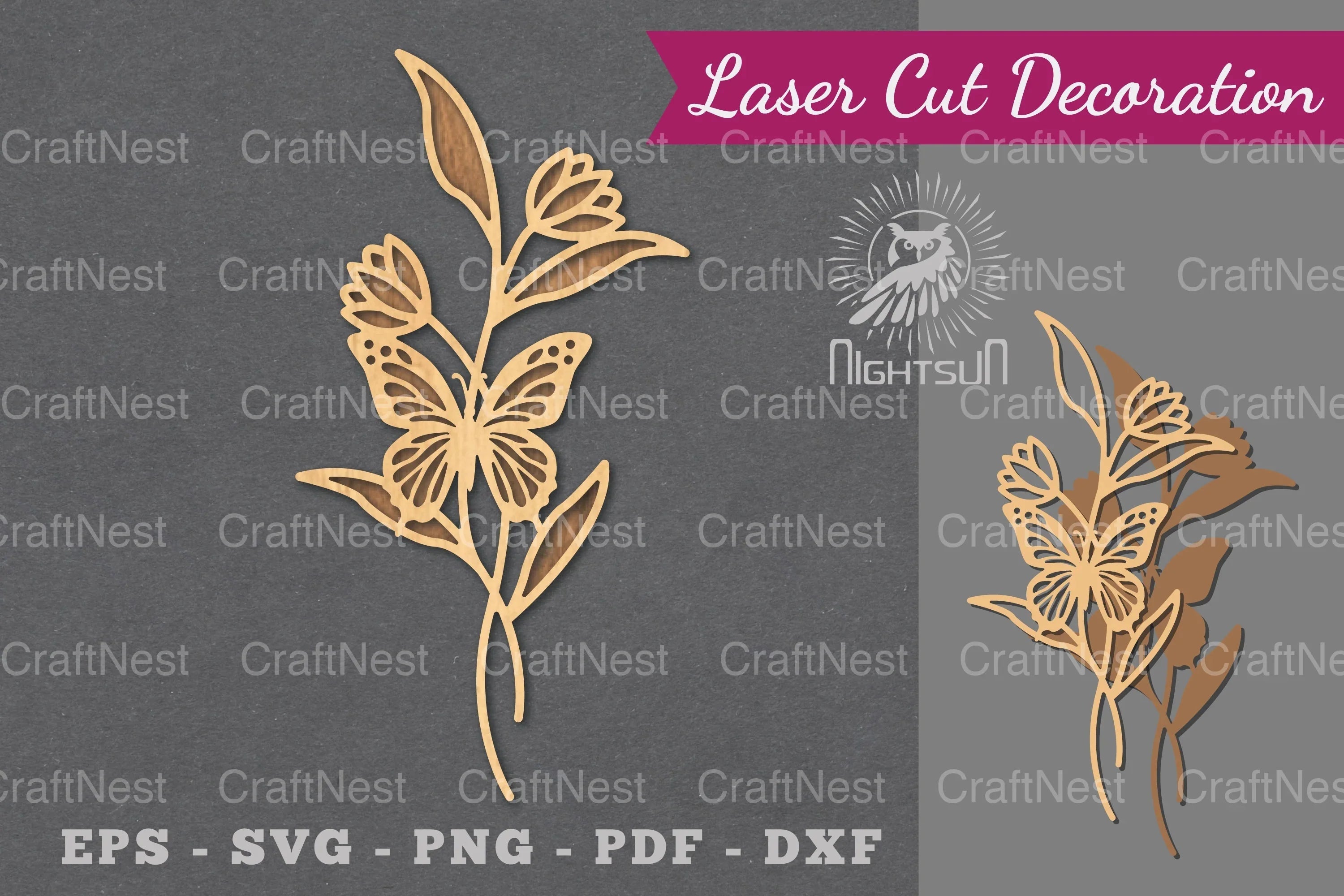 Floral Butterfly Laser Cut Decoration Clipart Bundle - CraftNest - Digital Crafting and Art