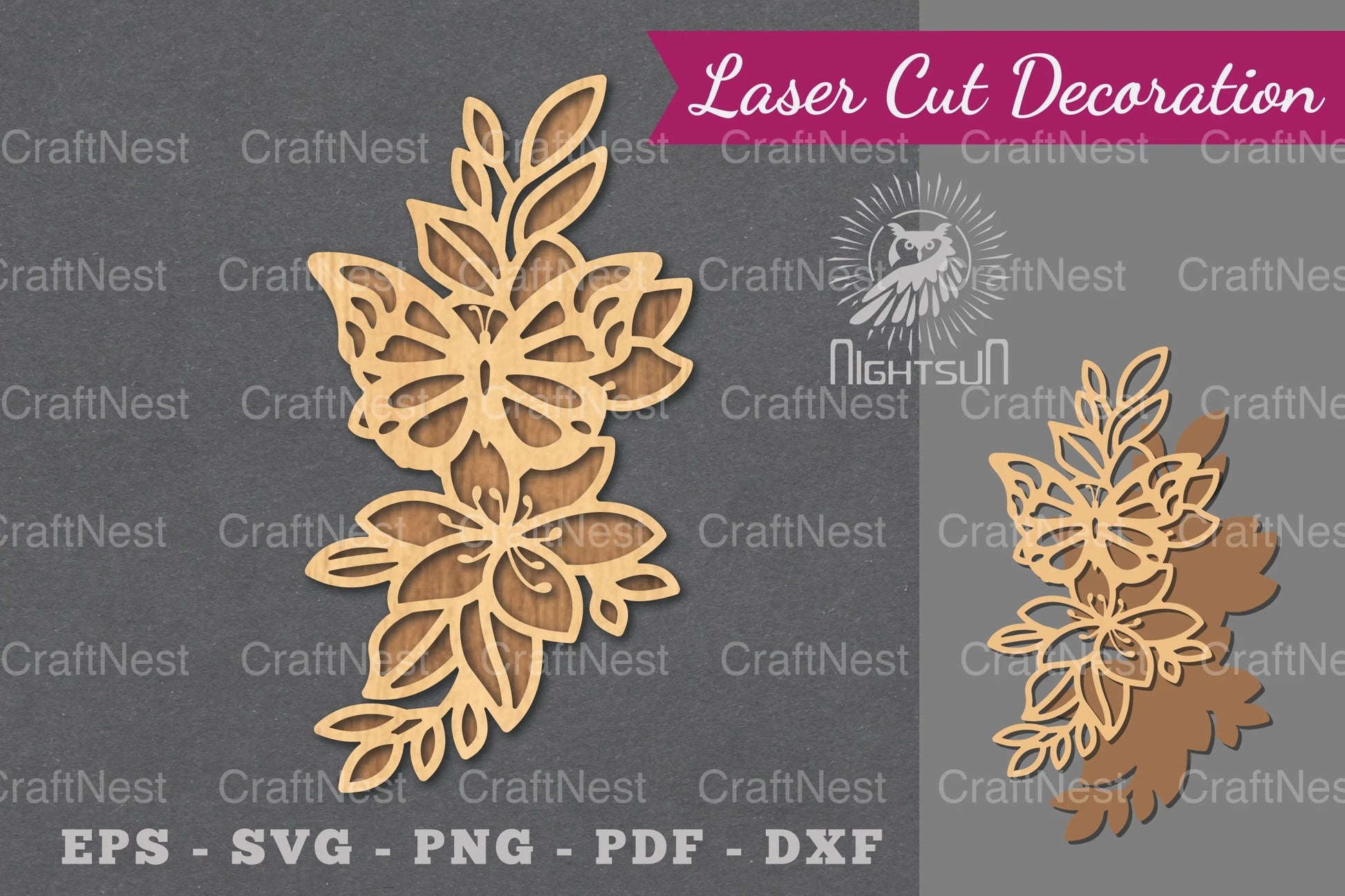 Floral Butterfly Laser Cut Decoration Clipart Bundle - CraftNest - Digital Crafting and Art