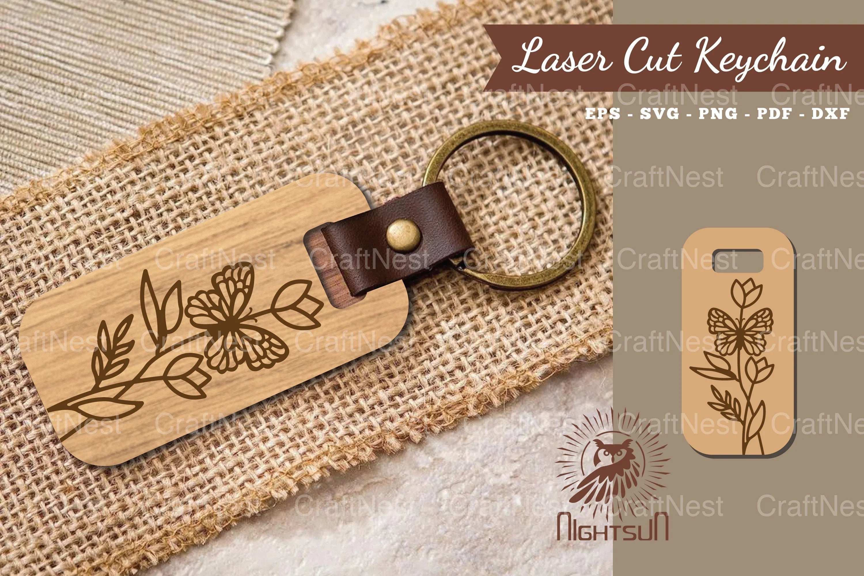 Floral Butterfly Laser Cut Keychain Design Bundle - CraftNest - Digital Crafting and Art