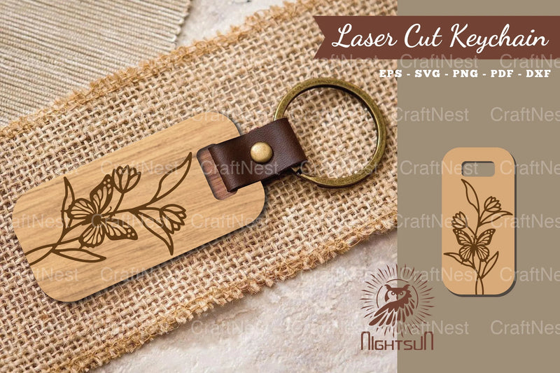Floral Butterfly Laser Cut Keychain Design Bundle - CraftNest - Digital Crafting and Art