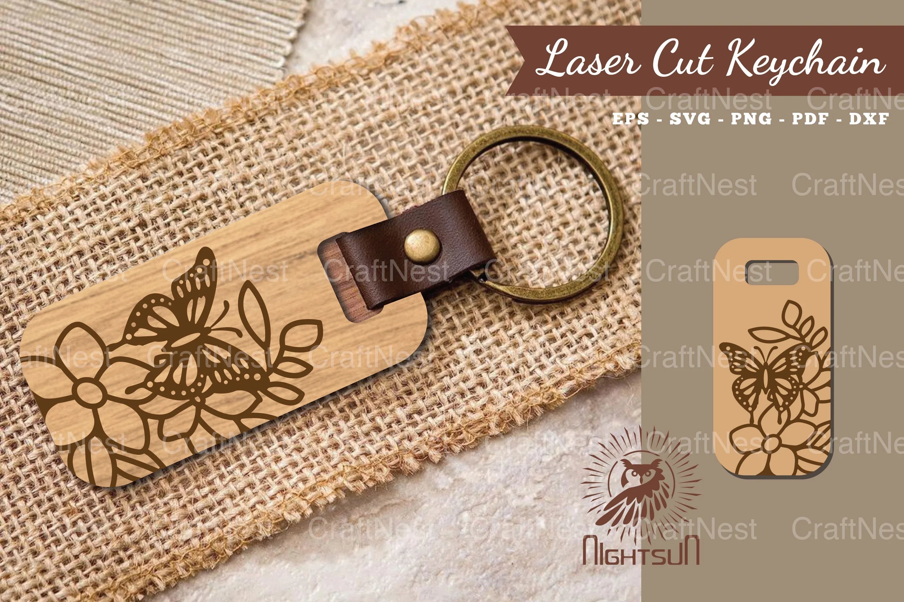 Floral Butterfly Laser Cut Keychain Design Bundle - CraftNest - Digital Crafting and Art