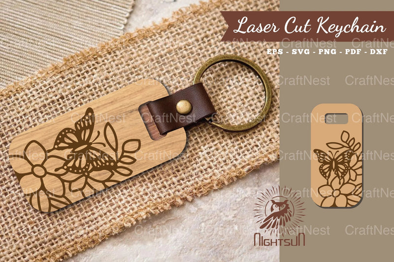 Floral Butterfly Laser Cut Keychain Design Bundle - CraftNest - Digital Crafting and Art