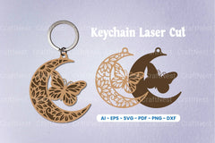 Floral Butterfly Moon Keychain SVG Bundle - CraftNest - Digital Crafting and Art
