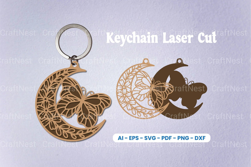 Floral Butterfly Moon Keychain SVG Bundle - CraftNest - Digital Crafting and Art