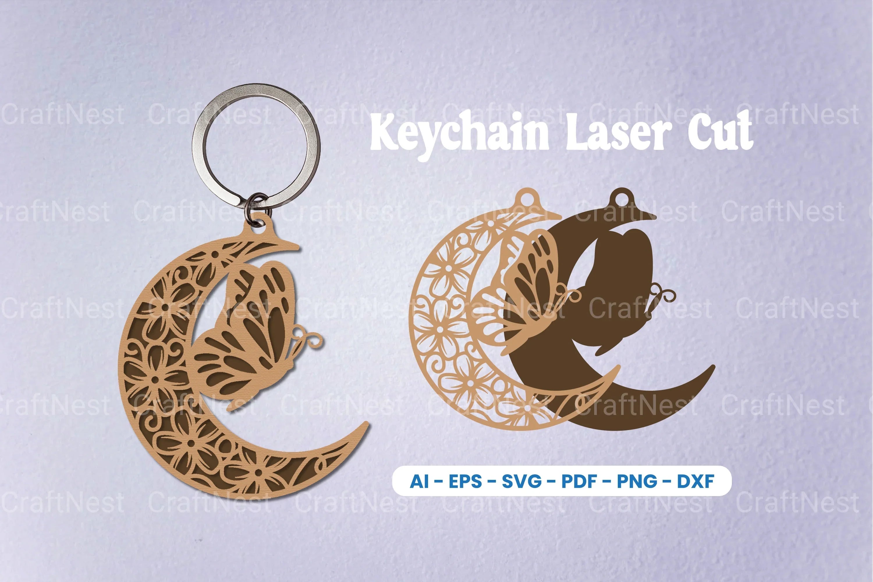 Floral Butterfly Moon Keychain SVG Bundle - CraftNest - Digital Crafting and Art