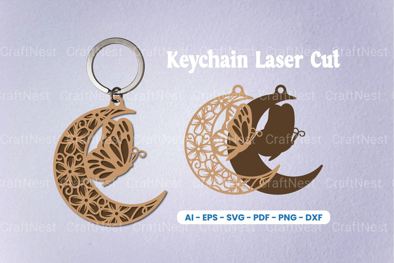 Floral Butterfly Moon Keychain SVG Bundle - CraftNest - Digital Crafting and Art
