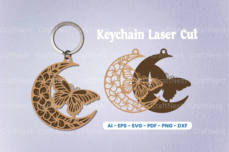 Floral Butterfly Moon Keychain SVG Bundle - CraftNest - Digital Crafting and Art