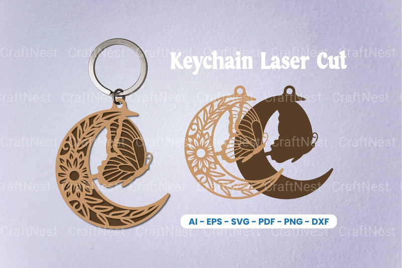 Floral Butterfly Moon Keychain SVG Bundle - CraftNest - Digital Crafting and Art