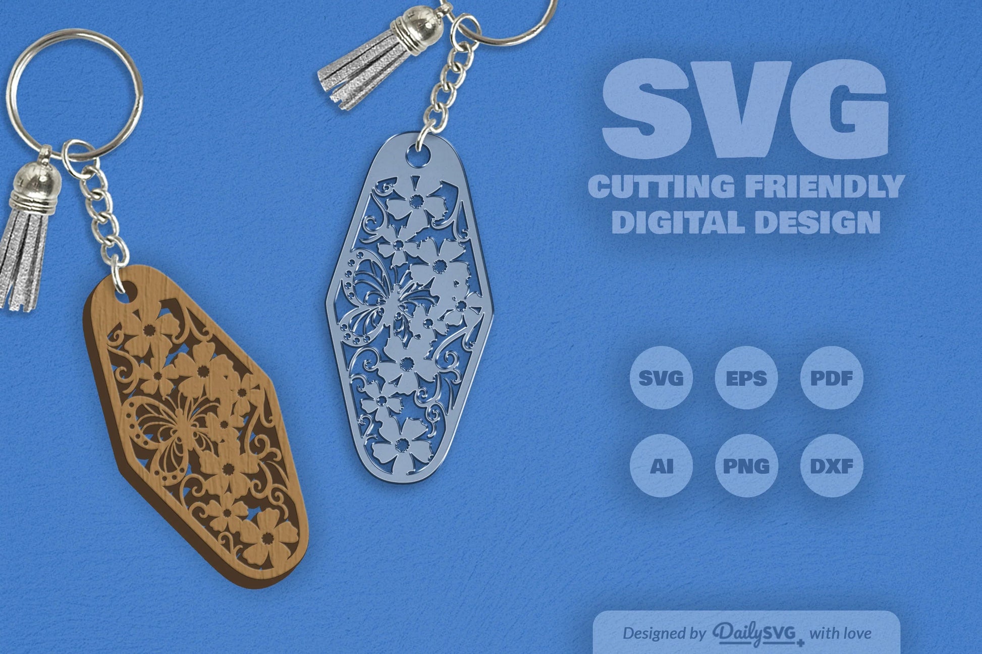 Floral Butterfly Motel Keychain Clipart - CraftNest - Digital Crafting and Art