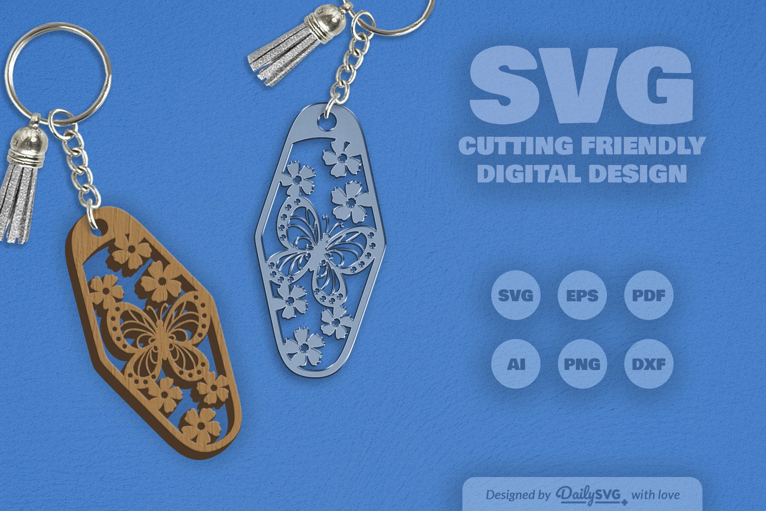 Floral Butterfly Motel Keychain Clipart - CraftNest - Digital Crafting and Art