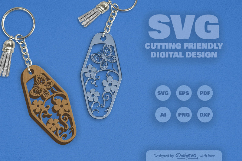 Floral Butterfly Motel Keychain Clipart - CraftNest - Digital Crafting and Art