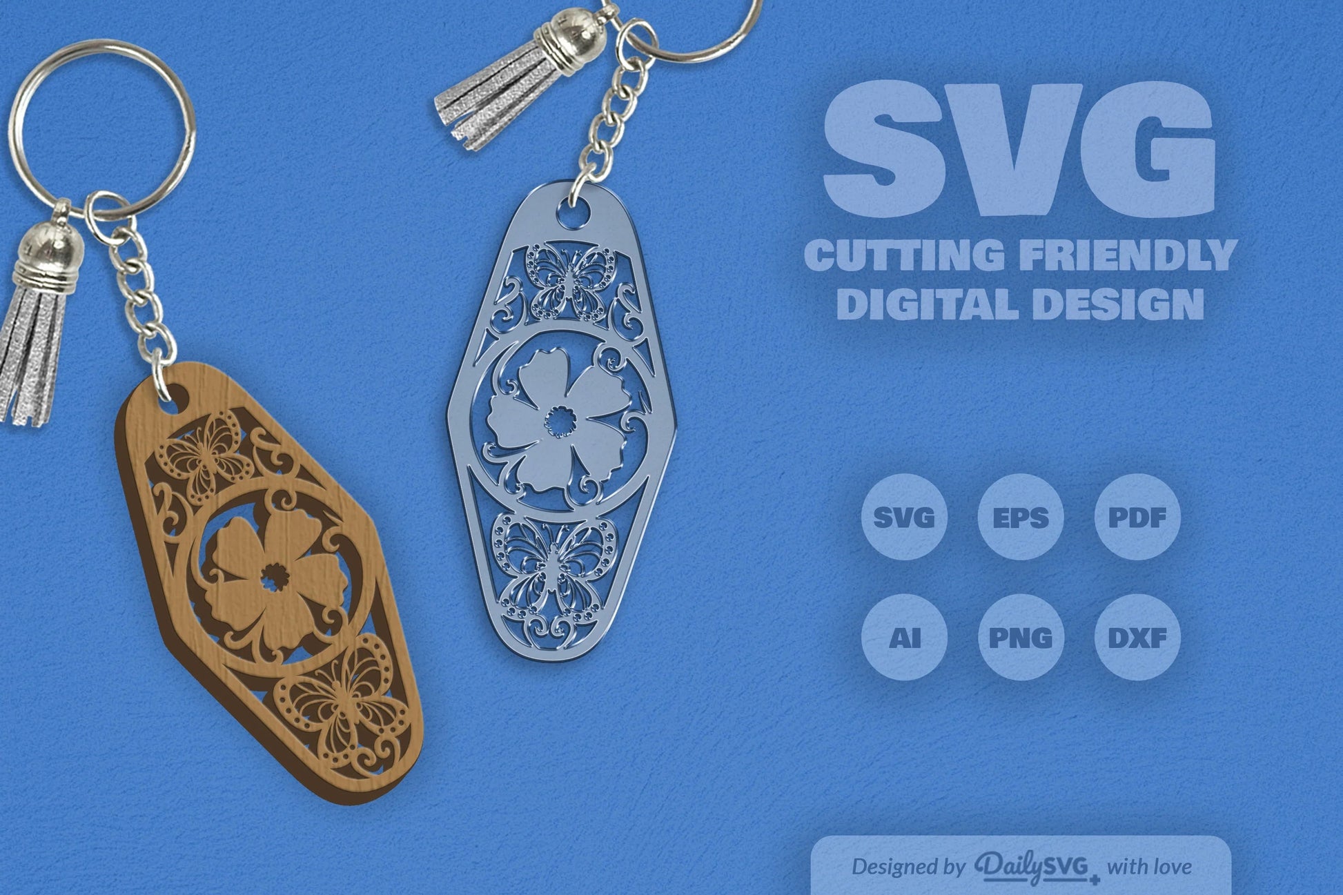 Floral Butterfly Motel Keychain Clipart - CraftNest - Digital Crafting and Art