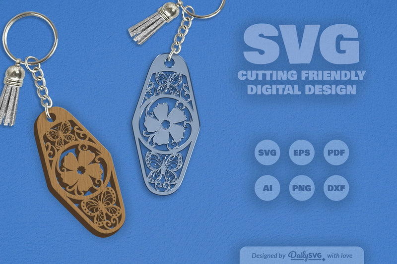 Floral Butterfly Motel Keychain Clipart - CraftNest - Digital Crafting and Art