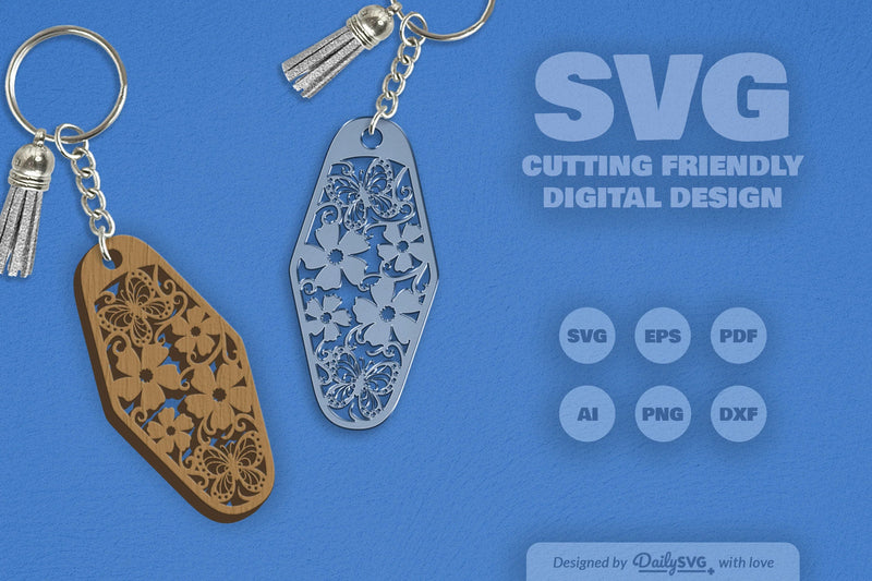 Floral Butterfly Motel Keychain Clipart - CraftNest - Digital Crafting and Art