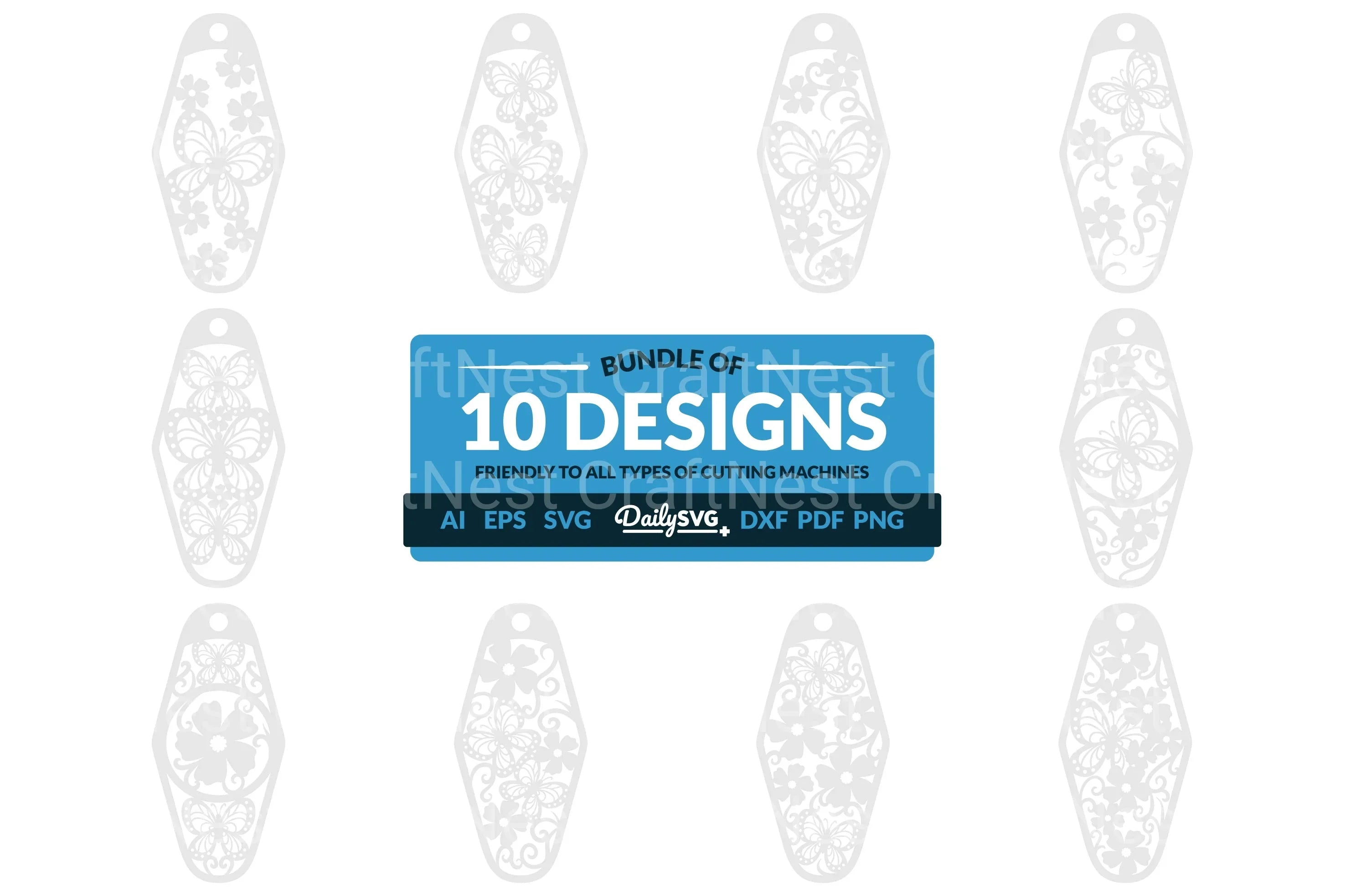 Floral Butterfly Motel Keychain Clipart